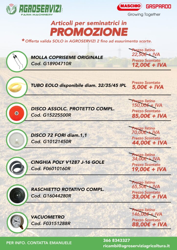 offerta ricambi per seminatrici Maschio Gaspardo Agroservizi 2